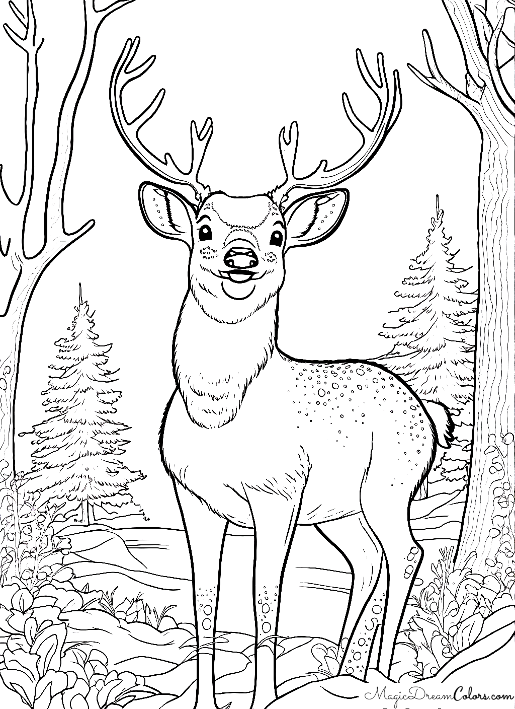 colouring page printable deer | MagicDreamColors